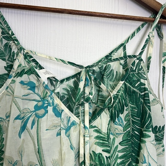 H&M - NWT Palm Leaves Floral White Spaghetti Strap Tie Back Dress Size XS - Picture 10 of 10